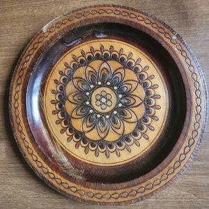 Sacred Geometry Wood Plate Carved